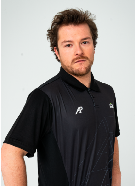 Padel Clothing Polo Shirt LOK Wilderness Black A1 Padel